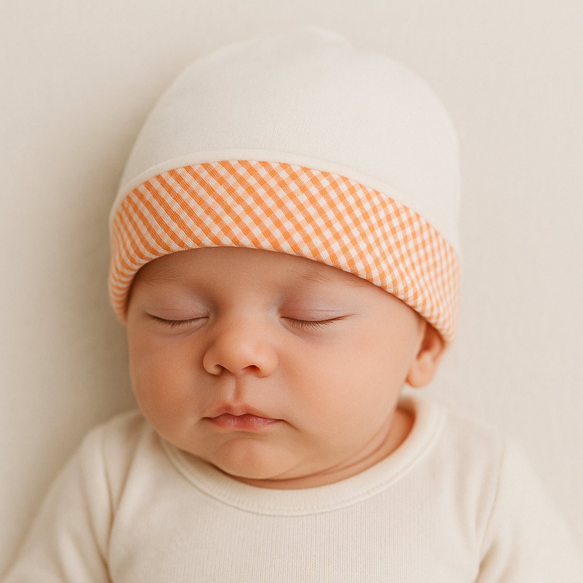 Babymuts biologisch katoen wit gingham