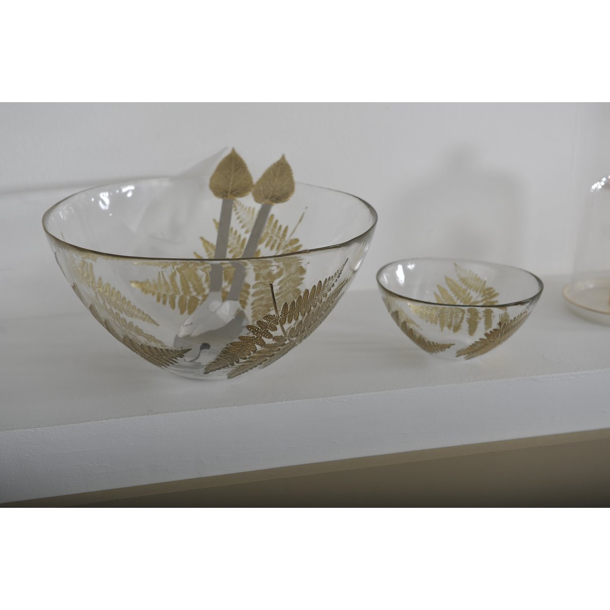 Saladekom 30x30x15 cm glas transparant goud