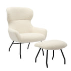 Armchair and stool set teddy fleece beige