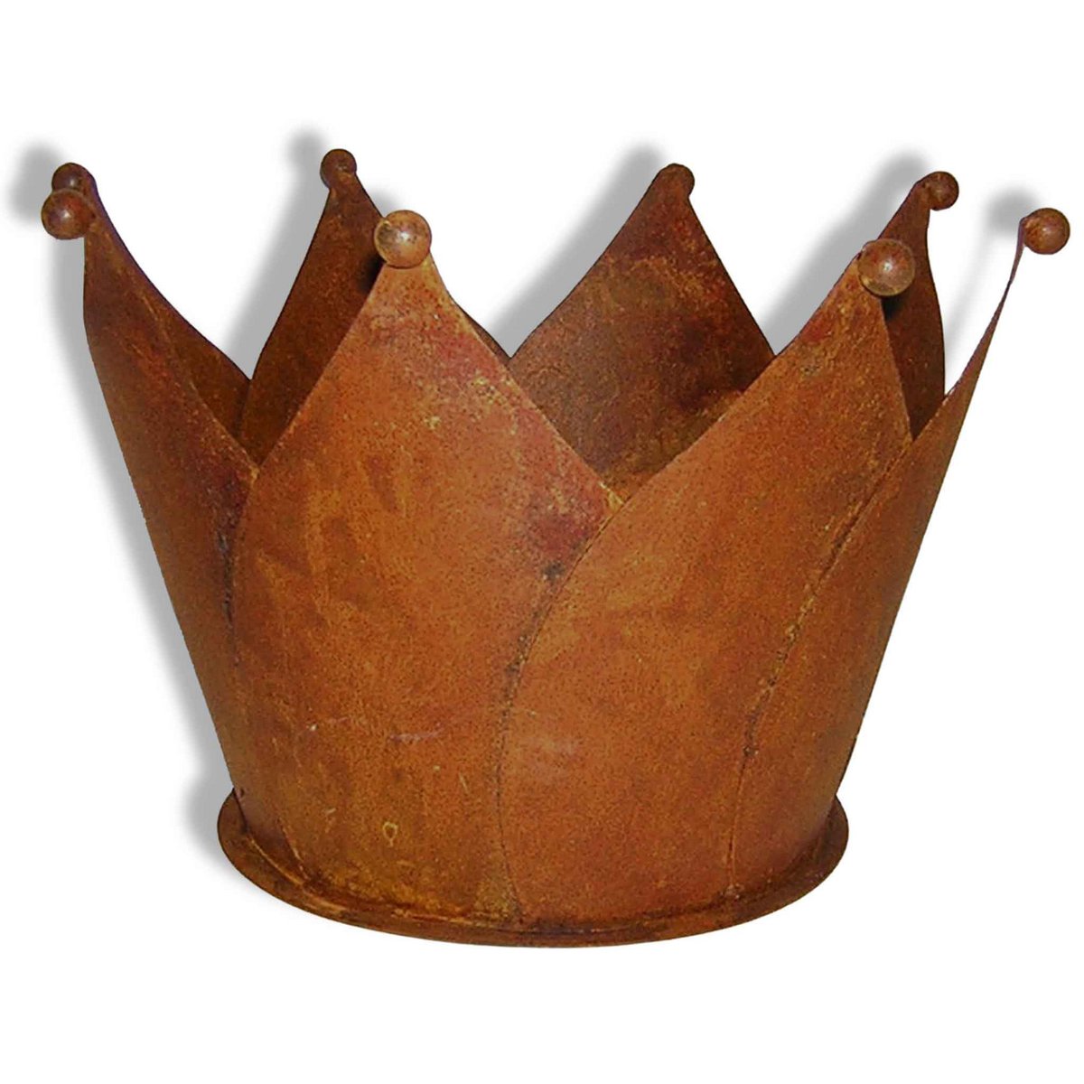 Plantenbak roestkroon 36 cm metaal patina