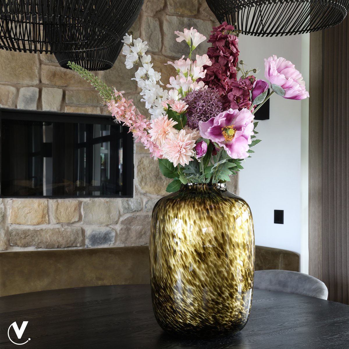 Vaas 32.5x32.5x45 cm goud cheetah