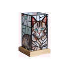LED kattenlamp 10x10x16,5 cm acryl houten voet