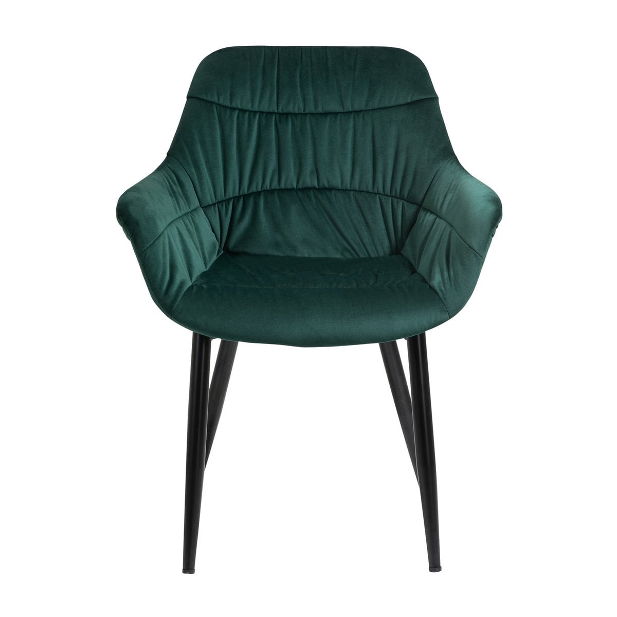 Armchair with honeycomb stitching in pine green velvet