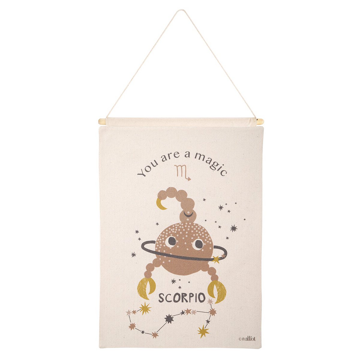 Wanddecoratie kinderkamer sterrenbeeld schorpioen 40x50 cm katoen
