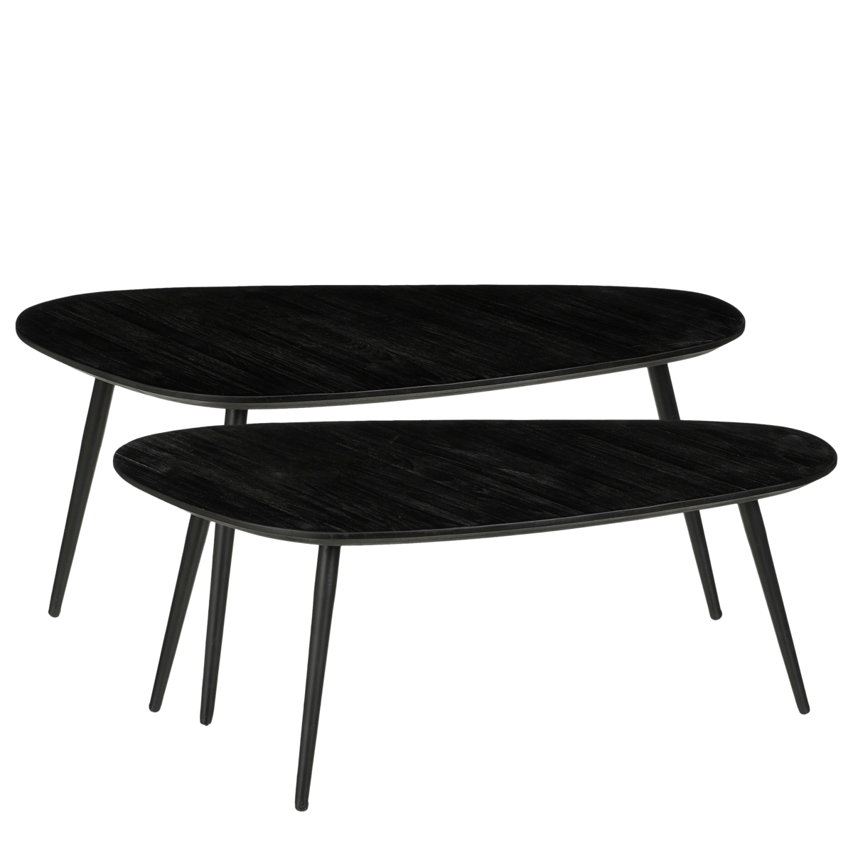 Bijzettafel set 2 gerecycled hout zwart 84x39x39 cm