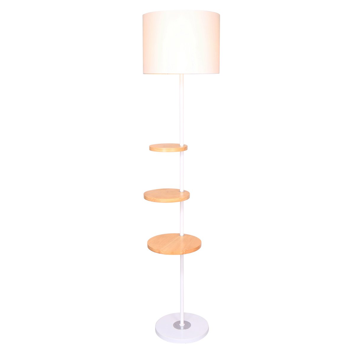 Staande lamp met 3 planken 153 cm wit hout