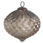 Kerstbal Ø 20x18 cm bruin zilver