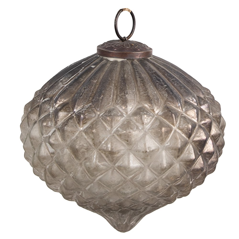Kerstbal Ø 20x18 cm bruin zilver