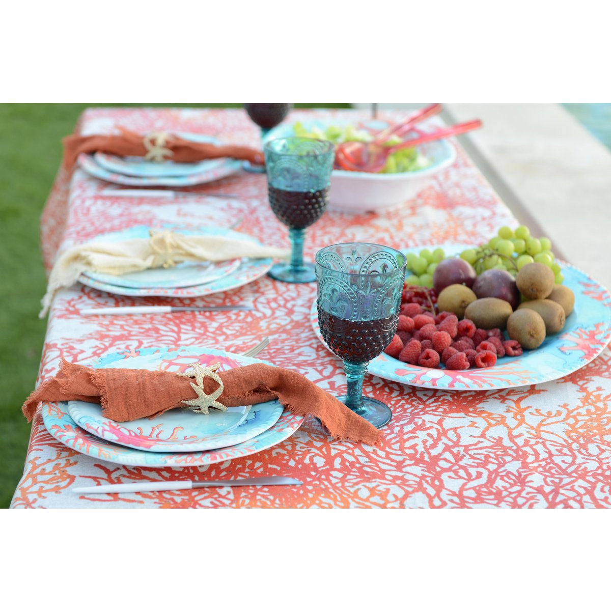 Flat plate in melamine coral 28x28x2.5 cm