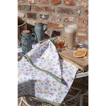 Placemats set van 6 48x33 cm wit groen