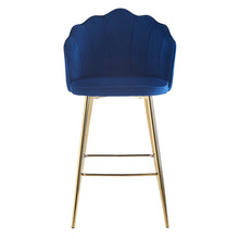 Barkrukken schelp design set van 2 donkerblauw fluweel