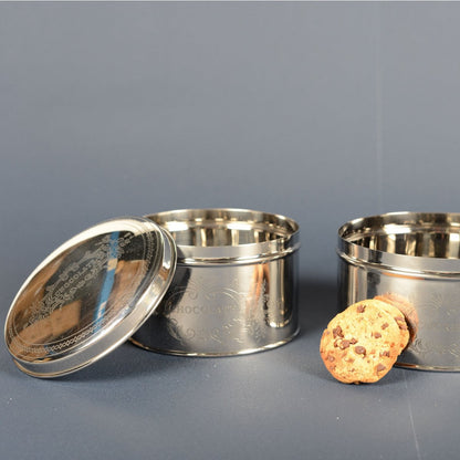 Opbergdoos rond 15x15x9 cm zilver roestvrij staal