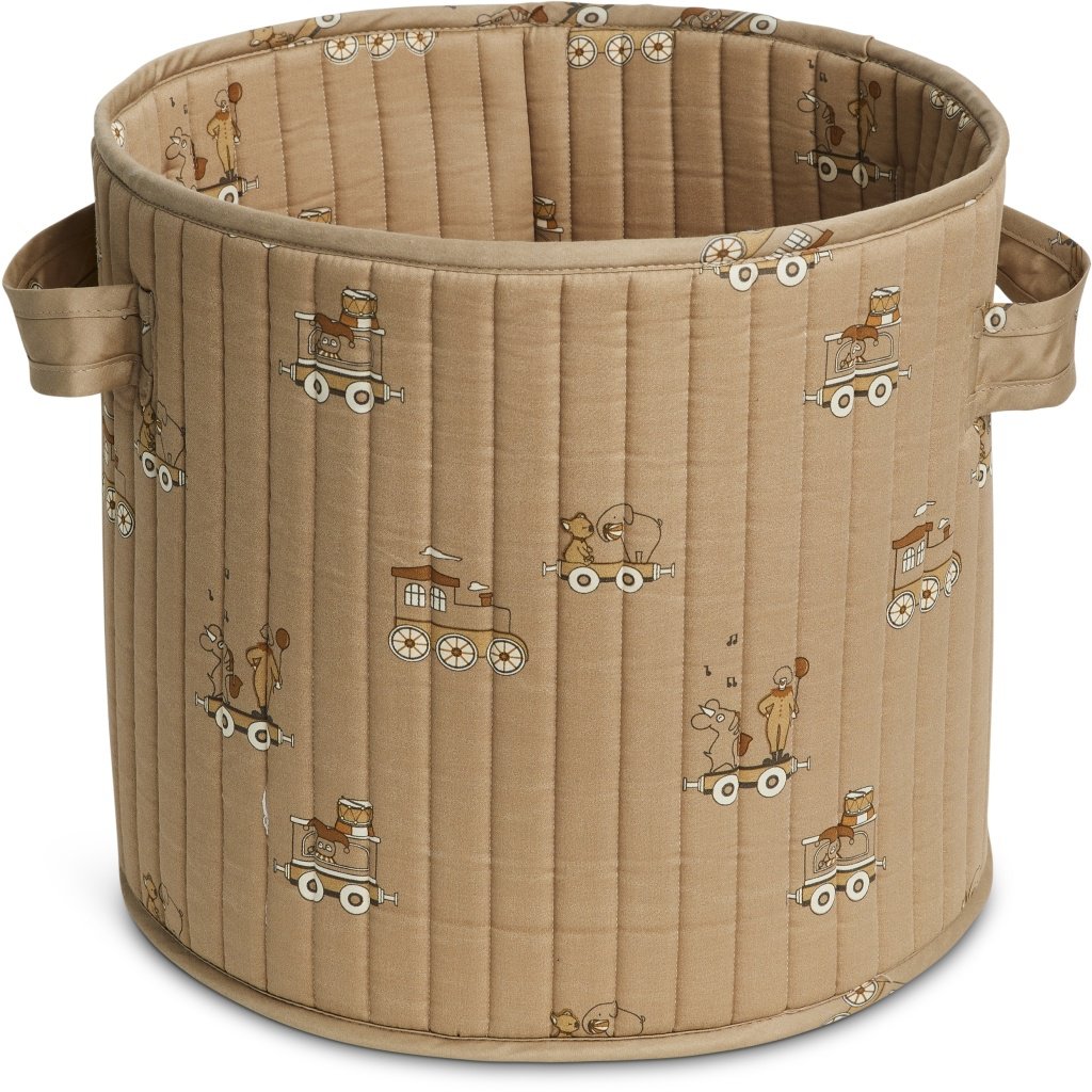 Hunter quilted storage basket - medium-carnival train