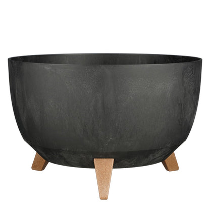 Plantenbak 40 cm rond zwart gerecycled plastic