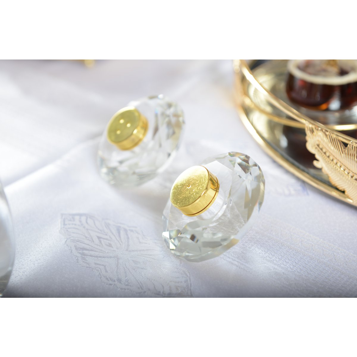 Zout en peperstel 7 cm kristal goud