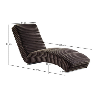 Chaise longue corduroy zwart 170x60x82 cm