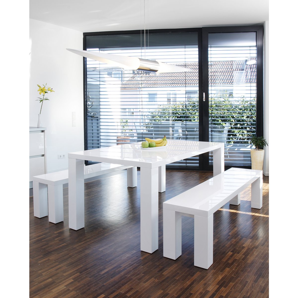 Eettafel 140x90x76 cm wit MDF hoogglans