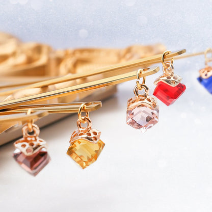 Lepels goud multi-gecoloreerde diamanten set 6