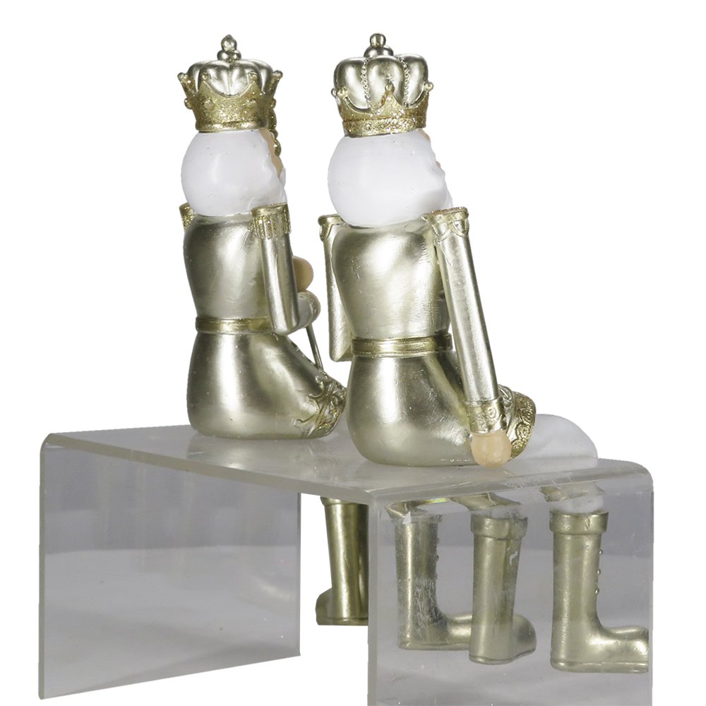 Notenkraker beeld set 2 stuks 12 cm goud wit kunststof