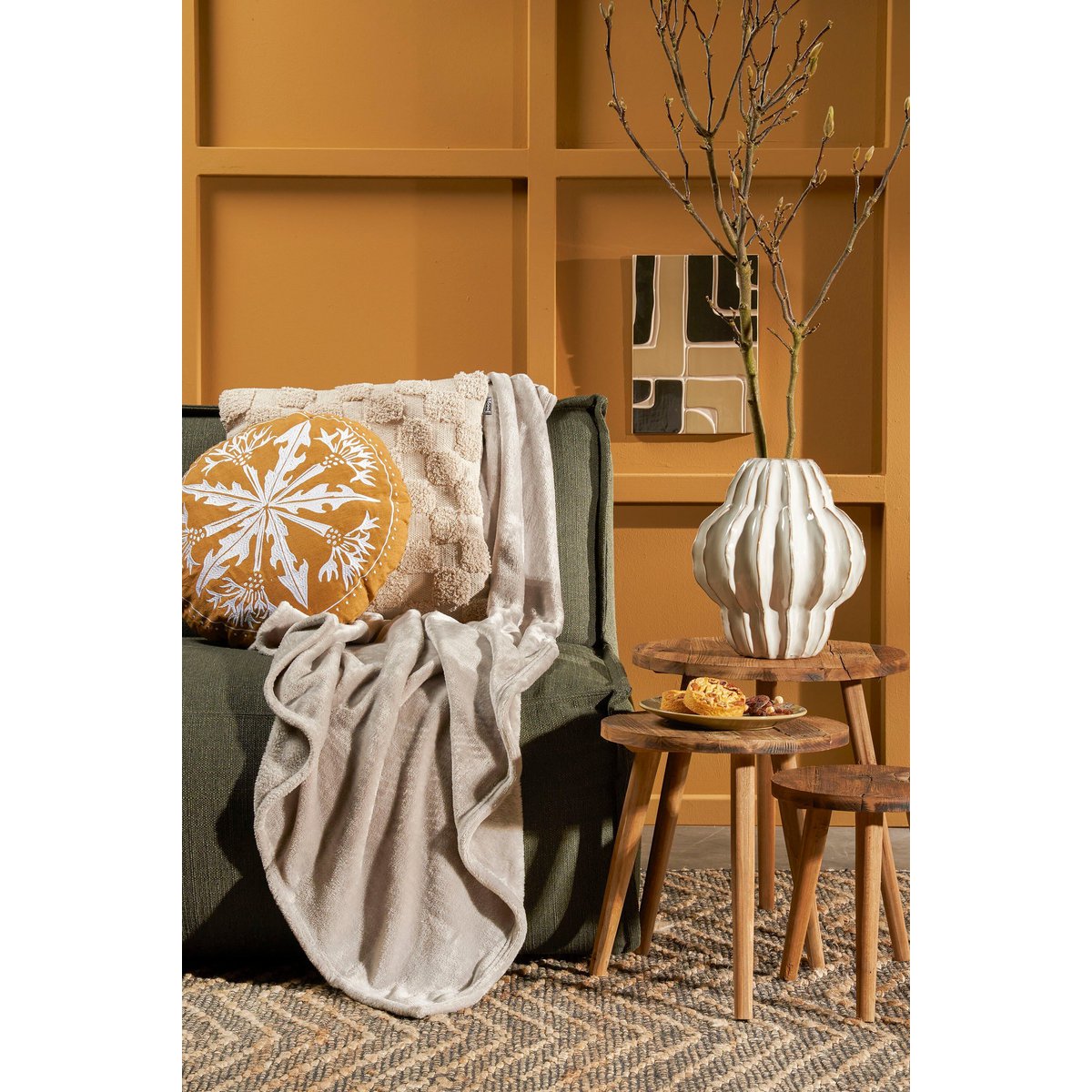 Plaid 180x130 cm beige polyester