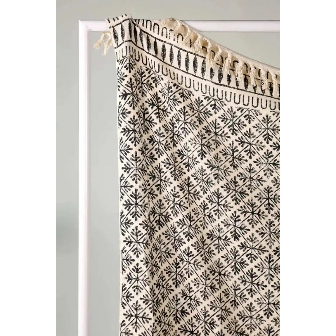 Plaid 130x180 cm katoen beige zwart
