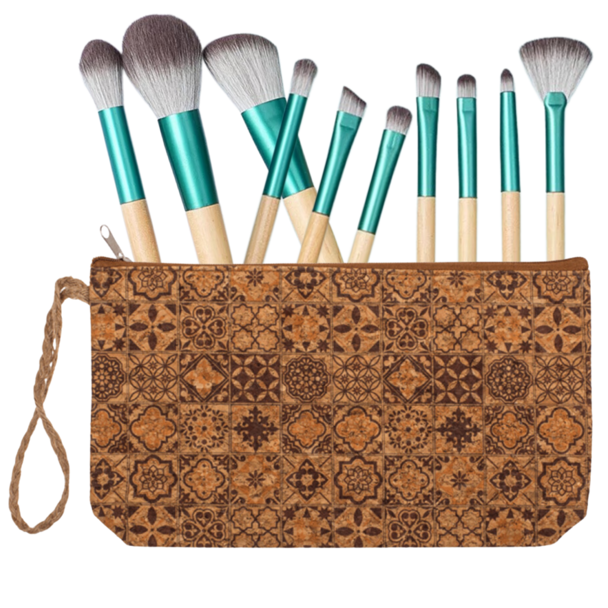 Green-Goose make-up kwasten set 10 stuks bamboe met kurk etui