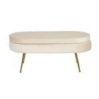 Poef ovaal 99x44x40 cm beige metaal