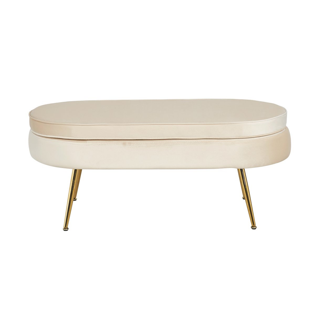 Poef ovaal 99x44x40 cm beige metaal