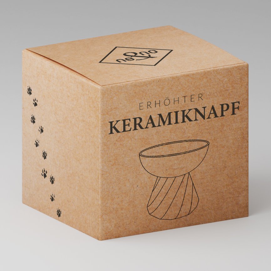 Kattenvoerbak keramiek verhoogd grijs