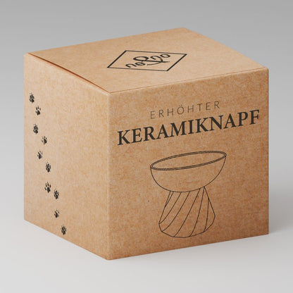 Kattenvoerbak keramiek verhoogd grijs