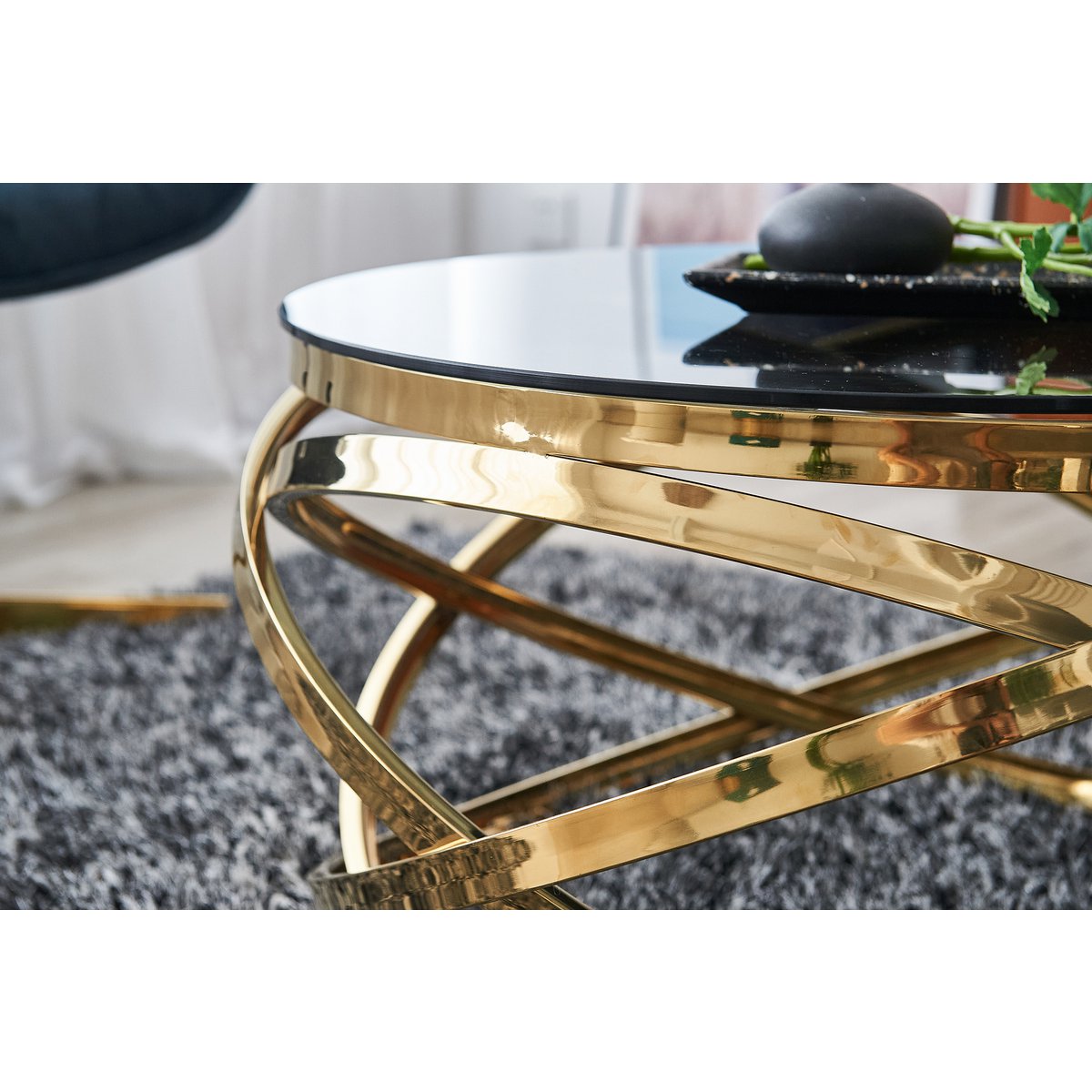 Salontafel Ø 80 cm goud grijs