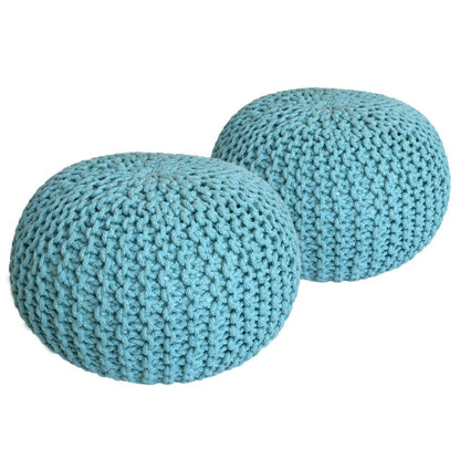Poef set 2 stuks Ø55x37 cm grofgebreid