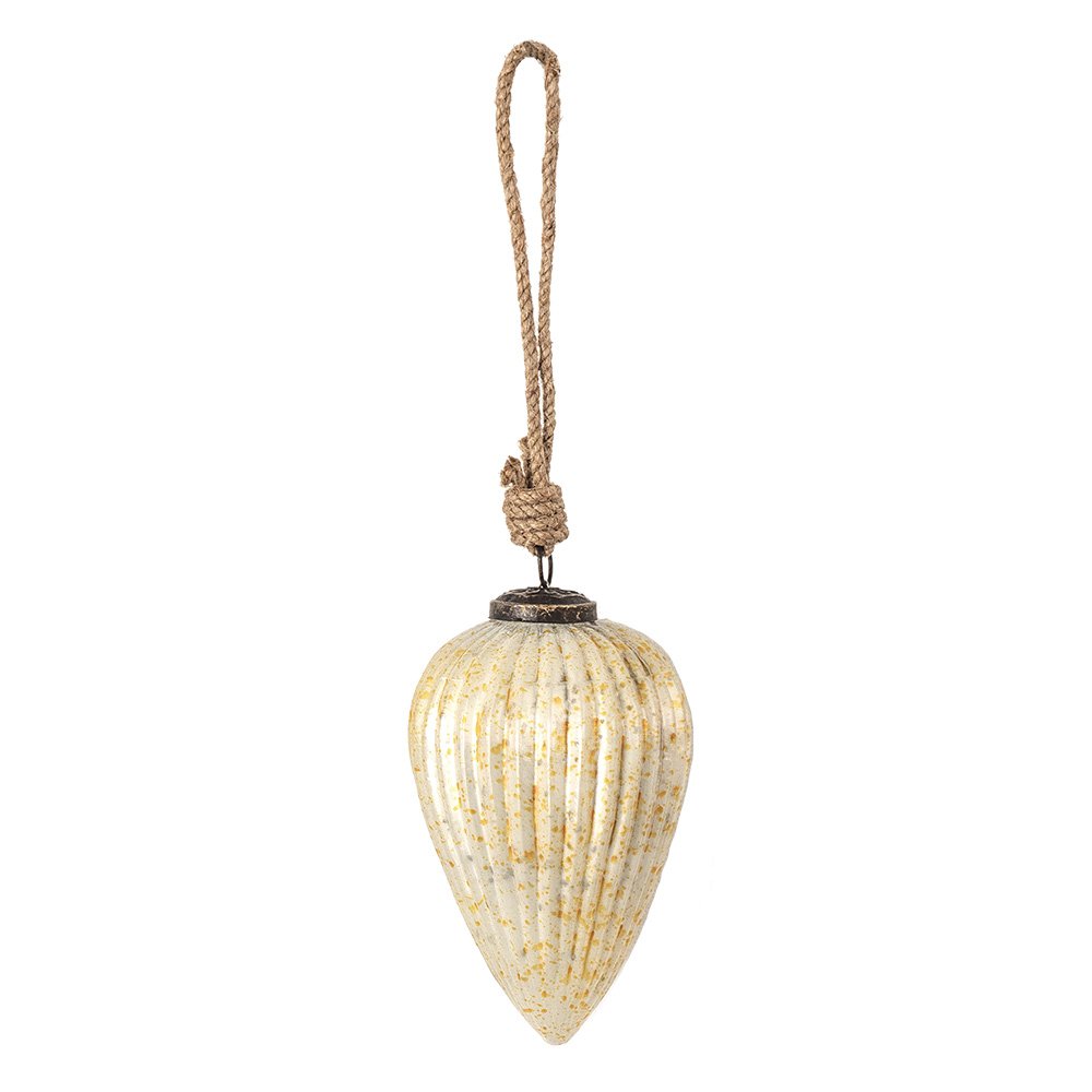 Christmas Ball Ø 7 cm White Yellow Glass Christmas Decoration