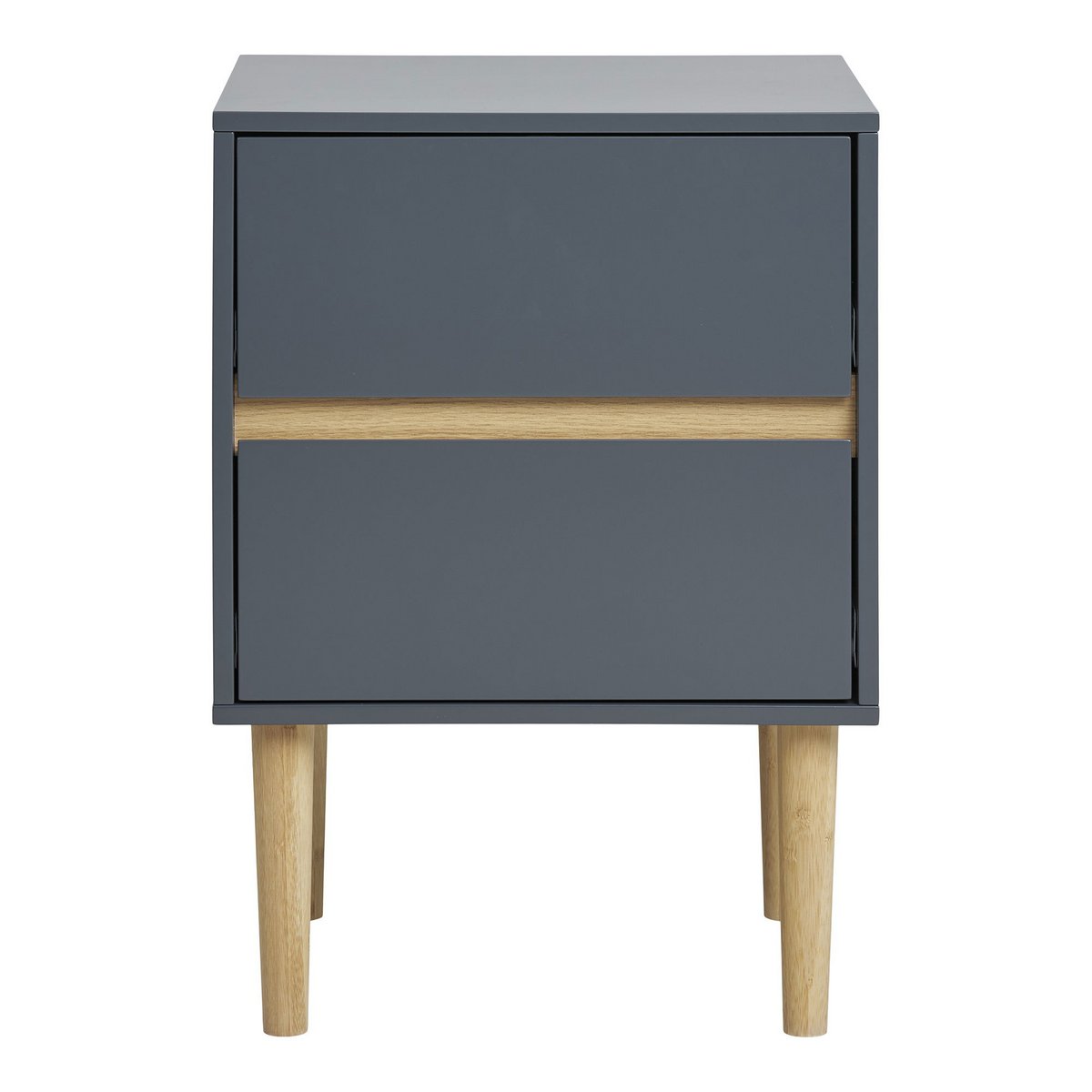 Bijzettafel donkergrijs geverfd hout 40x35x55 cm met 2 lades