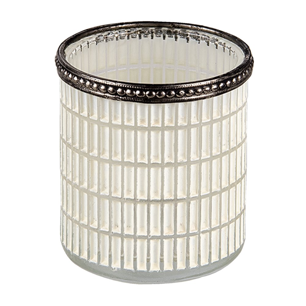 Theelichthouder Ø 8x9 cm wit glas