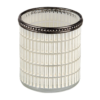Theelichthouder Ø 8x9 cm wit glas