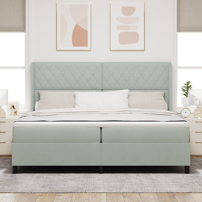 Boxspringbed met matras en LED fluweel lichtgrijs 200x200 cm