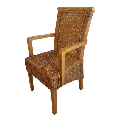 Eetkamerstoelen Met Armleuningen Rattan Capuccino 2 Stuks