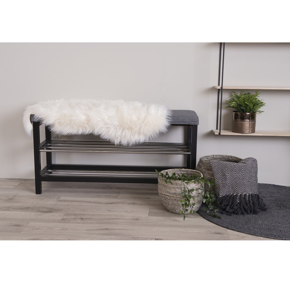 Vloerkleed kunstlamsleer 50x85 cm ivoor