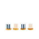 Koffiekopjes met houten schotels set van 4 veelkleurig 80ml