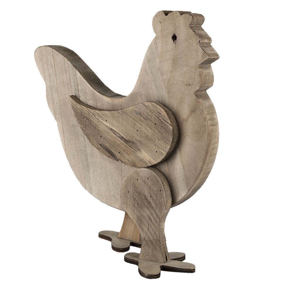 Houten kip beeld 31x16x35 cm bruin