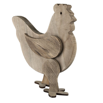 Houten kip beeld 31x16x35 cm bruin