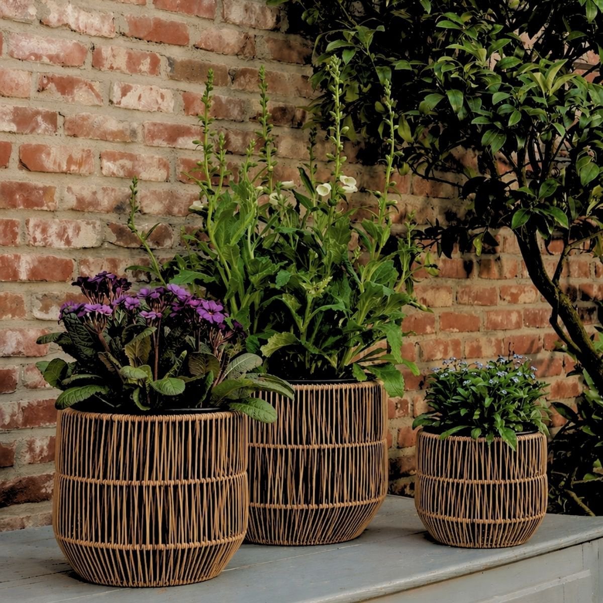 Bloempot set donkerbruin 3 stuks