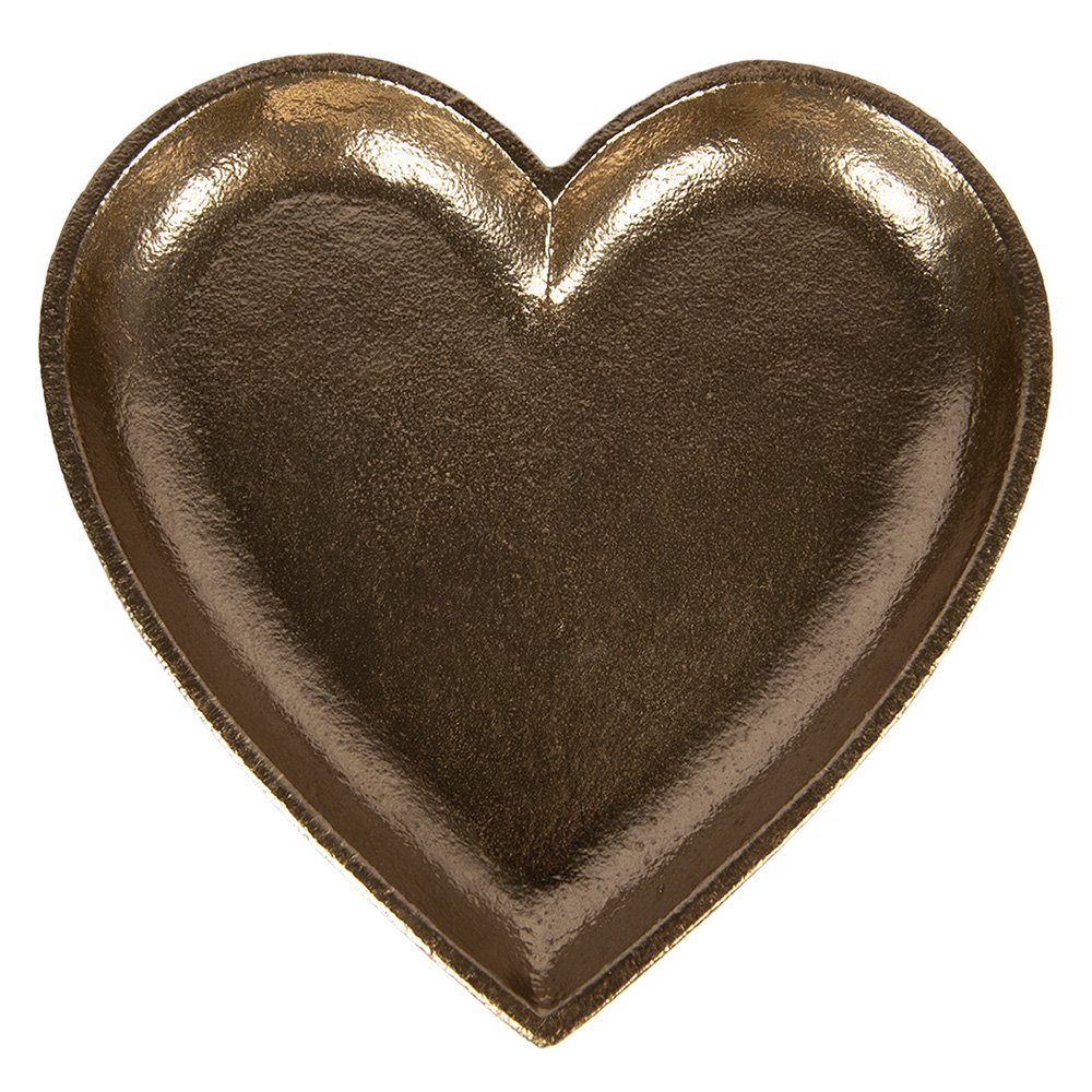 Decorative Bowl Heart 21x21x2 cm Gold-colored Aluminum