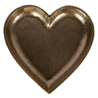 Decorative Bowl Heart 21x21x2 cm Gold-colored Aluminum