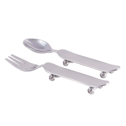 Babyset bestek lepel en vork zilver