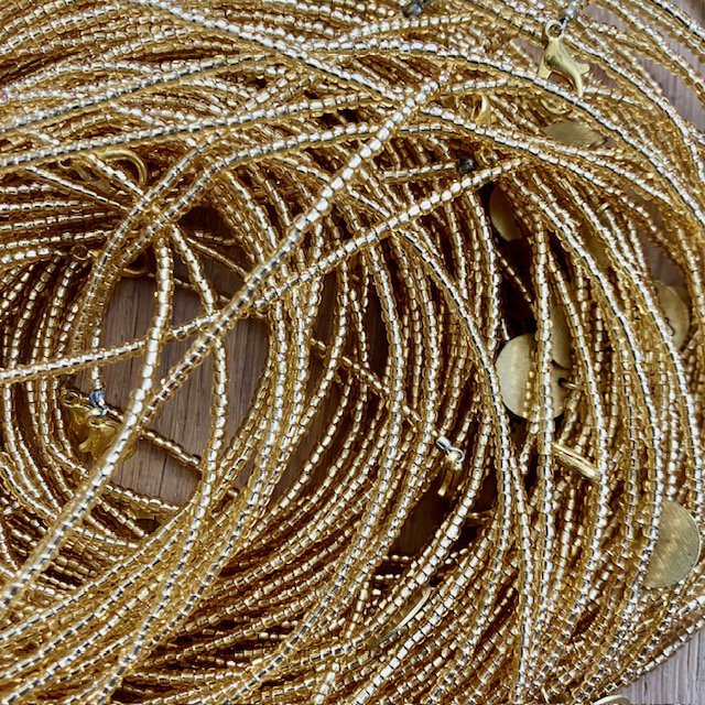 Brillenkoord 95 cm gouden glaskralen
