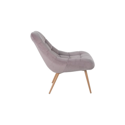 Armchair XXL velvet pink metal wood-look