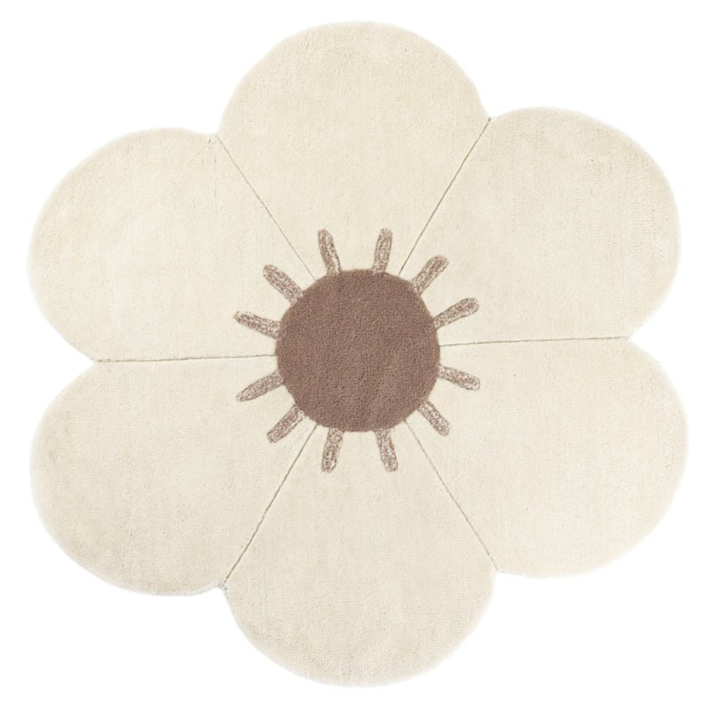 Kindertapijt rond 90 cm wol bloemen