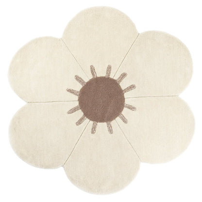 Kindertapijt rond 90 cm wol bloemen
